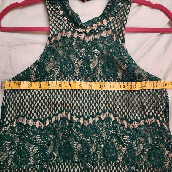 Dina be Green Lace Halter Mini Dress Size Small - Picture 8 of 9